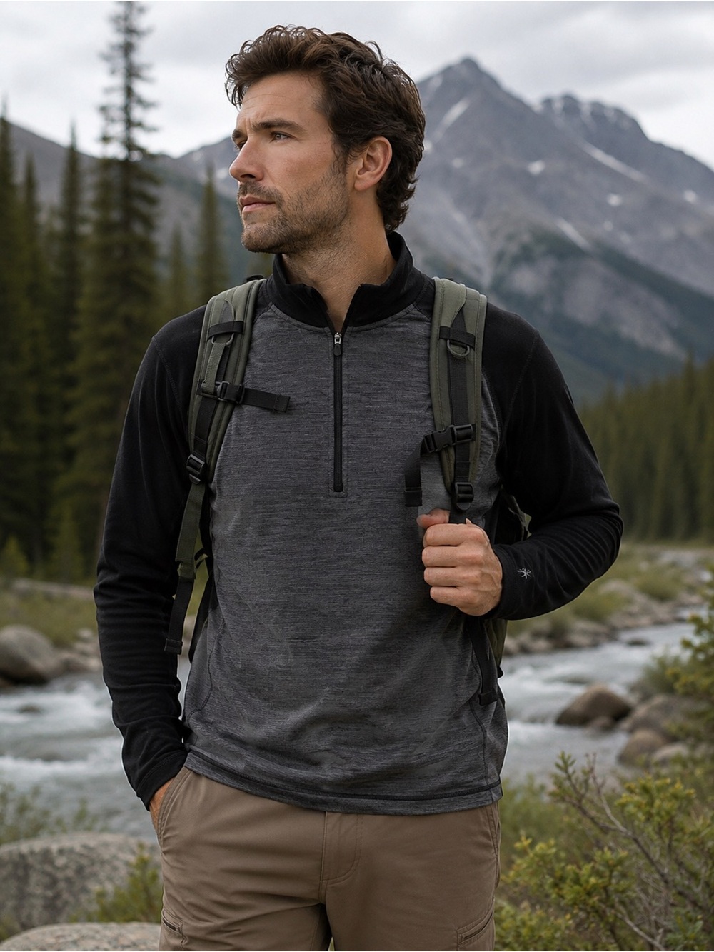 Smartwool Merino Wool Quarter Zip Base Layer Hiking Top Men’s L